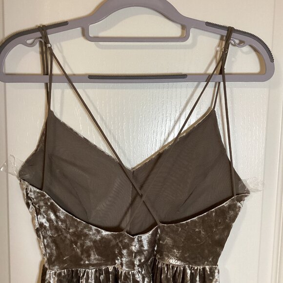 Silence + Noise Women's Brown Metallic Crushed Velvet Size M Baby  Doll - Picture 6 of 10